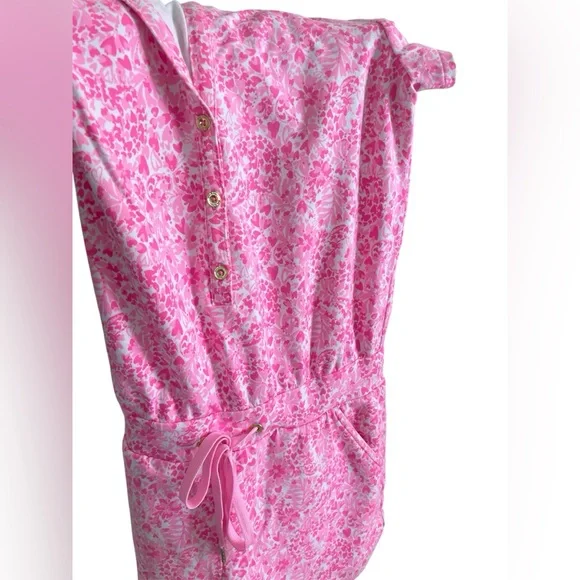 Lilly Pulitzer Short Sleeve Hot Pink Button Up Jorgie Shorts Romper Women’s Sm - Picture 6 of 13
